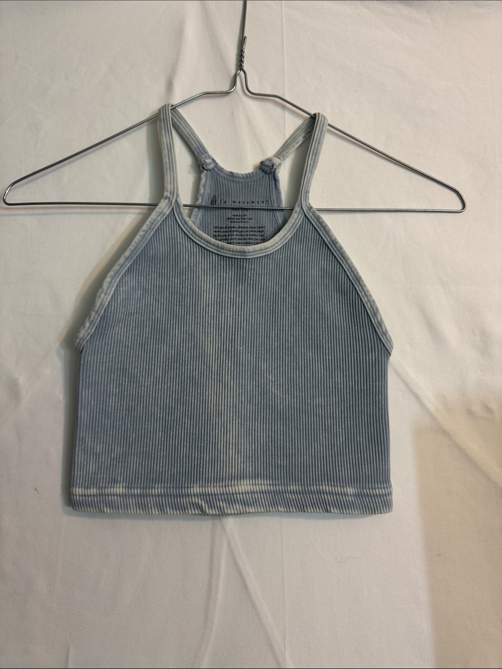 FP Movement by Free People Light Blue Ribbed Halter Crop Tank